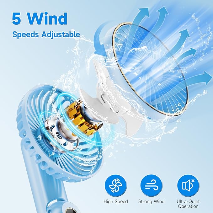Portable Handheld Fan, 180° Foldable Personal Fan, USB Rechargeable Mini Hand - Image 3