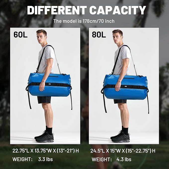 MIER Waterproof Duffel Bag Motorcycle Dry Bag Backpack Large Roll-Top Heavy - Image 7