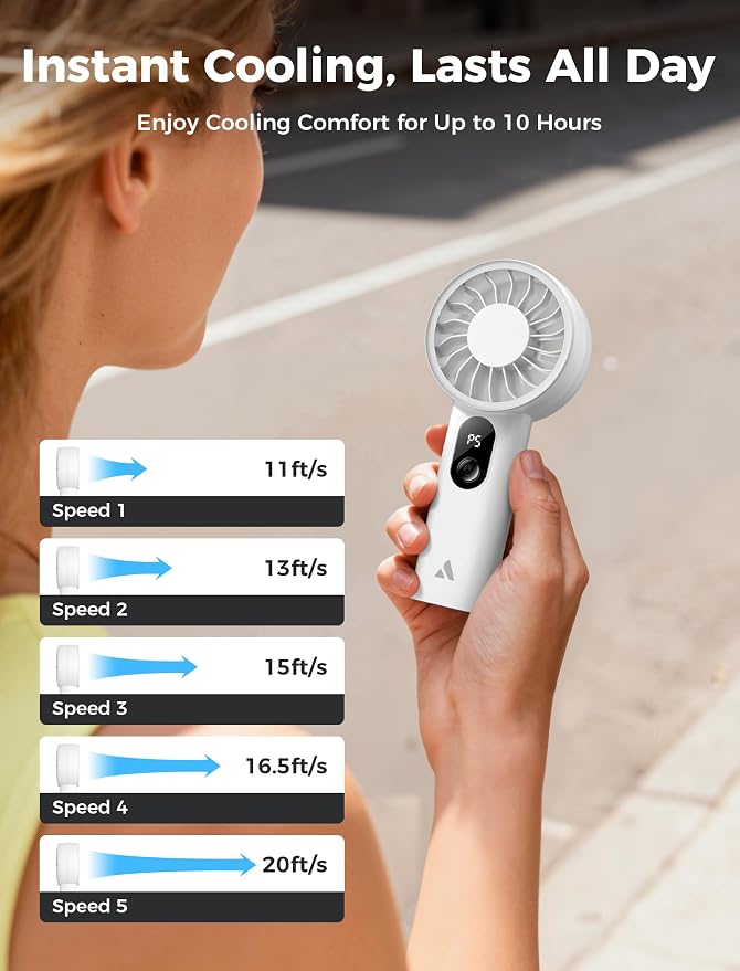 Aecooly Mighty Portable Fan, Powerful Handheld Fan, USB Rechargeable, Mini - Image 4