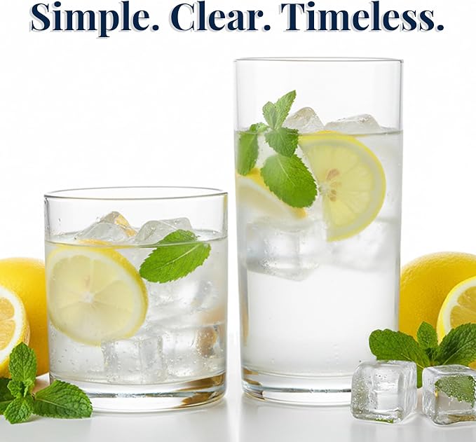 US Acrylic Classic Clear Plastic Reusable Drinking Glasses 12oz Rocks & 16oz - Image 6
