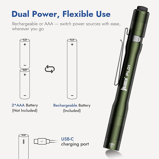 WUBEN PL01 Pen Light, 650 Lumens Pocket EDC Flashlight Rechargeable, Bright LED - Image 2