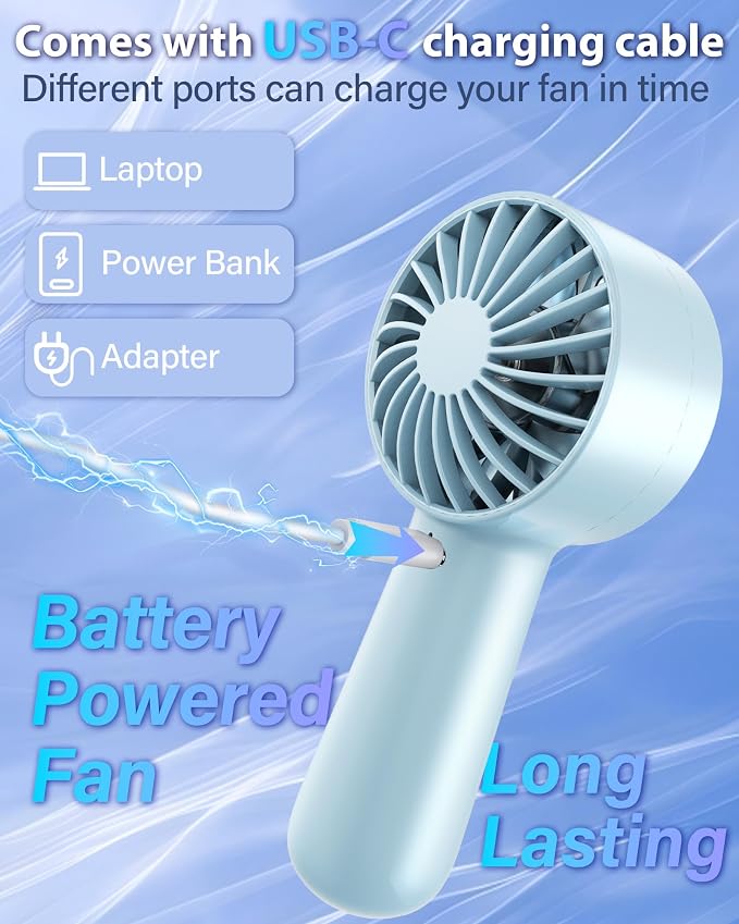 Portable Handheld Fan Personal Small Turbo Hand Fan Powerful, USB Rechargeable - Image 6