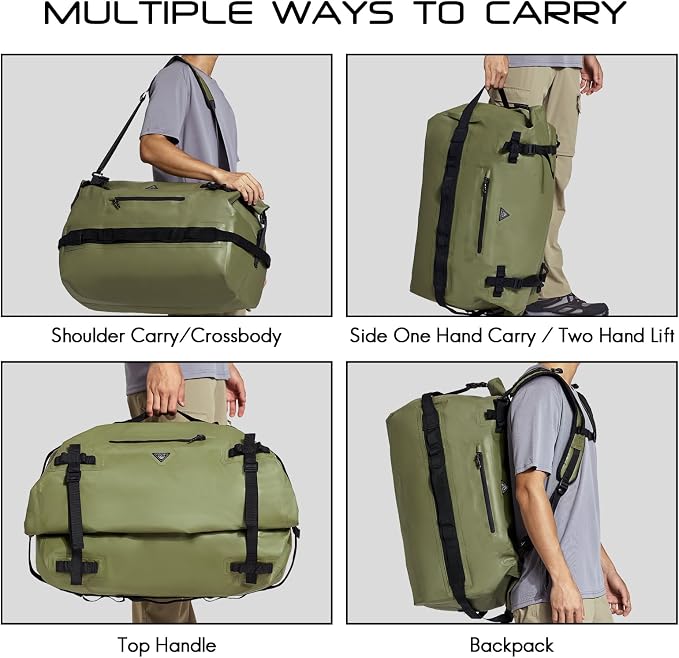 Haimont Large Waterproof Duffel Backpack Roll-Top Heavy Duty Dry Duffle Bag - Image 5