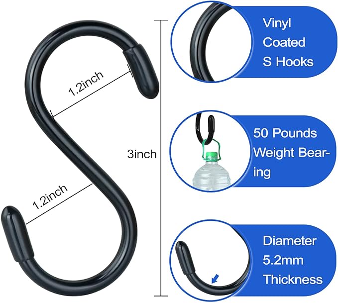 DINGEE 30 Pack Vinyl Coated Heavy Duty S Hooks - Image 2
