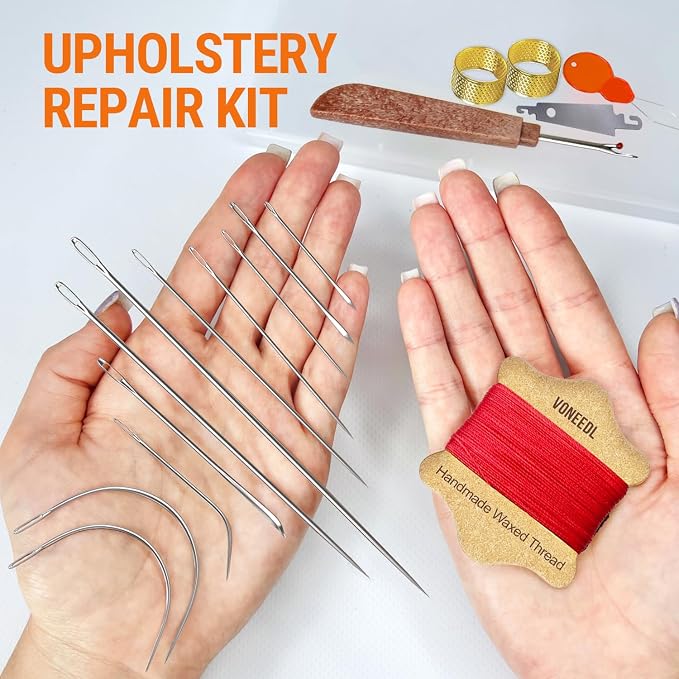 VONEEDL Upholstery Repair Kit: Waxed Sewing Thread & Heavy Duty Needles - Image 2