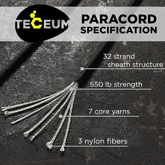 TECEUM 5/32" Paracord Rope 1000 – 1000ft / 200ft / 100ft / 50ft – Tactical - Image 2