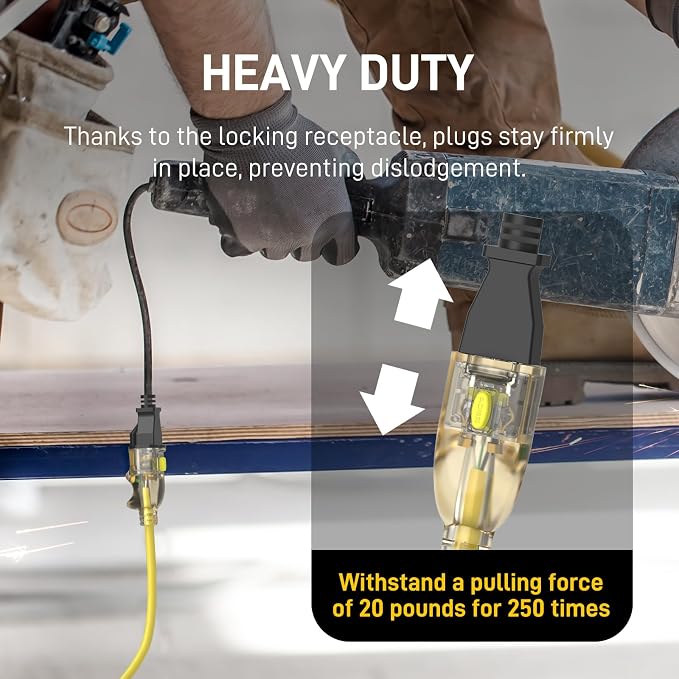 25FT 12/3 Gauge Heavy Duty Outdoor Extension Cord Waterproof, Weatherproof - Image 3
