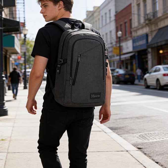 Mancro Business Travel Laptop Backpack, Anti Theft Slim Laptop Bag - Image 5