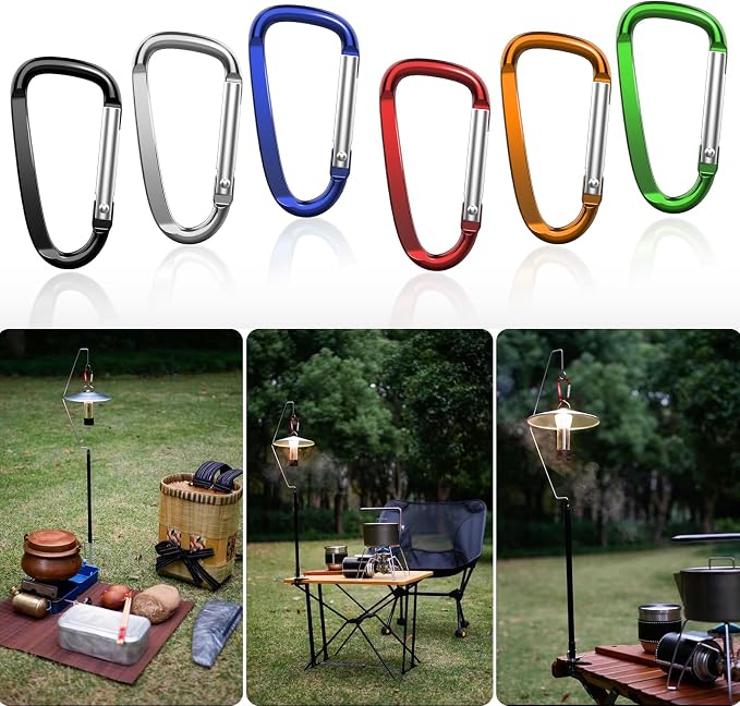2.4" 24pcs Small Carabiner Clip Keychain, Aluminum D Ring Shape Clips - Image 5