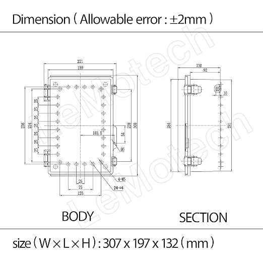 LeMotech Electrical Box, IP67 Waterproof Hinged Cover Stainless Steel Latch - Image 8