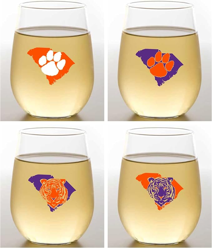 Wine-Oh! Set of 4 Shatterproof Designer 16 oz Plastic Wine Glasses MADE in the by Unknown