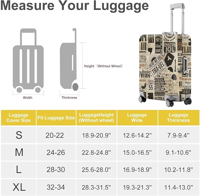 ANNA QUEEN Vintage Travel Collage Luggage Cover, Retro Suitcase Protector - Image 4