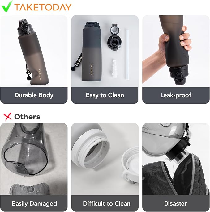 TakeToday Collapsible Water Bottles 32oz, Foldable Travel Water Bottle - Image 2