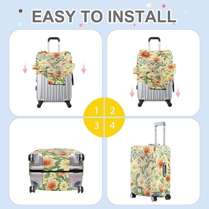 ANNA QUEEN Floral Botanical Luggage Cover, Vintage Flower Suitcase Protector - Image 5