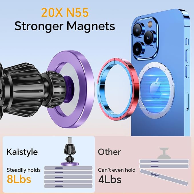 Kaistyle for Magsafe Car Mount【20 Strong Magnets】Magnetic Phone Holder for Car - Image 4