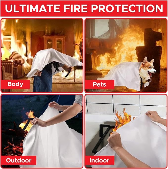 Emergency Fire Blanket for Home and Kitchen 2 Pack 40” x 40” Fiberglass Fire - Image 3