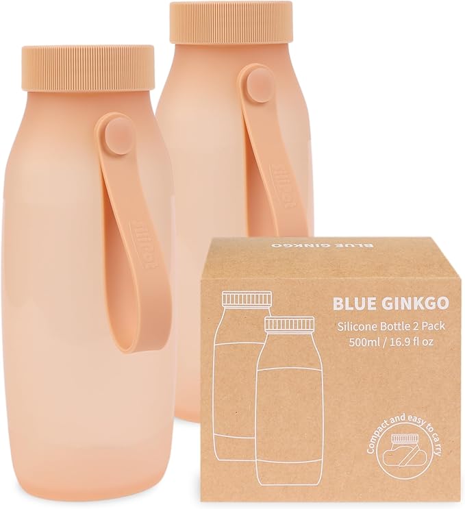 BLUE GINKGO Collapsible Water Bottle – Lightweight, Foldable Silicone Bottles by BLUEGINKGO