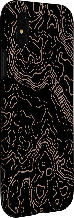 Topography Black & Brown Abstract Pattern Topographic Map Case - Image 3