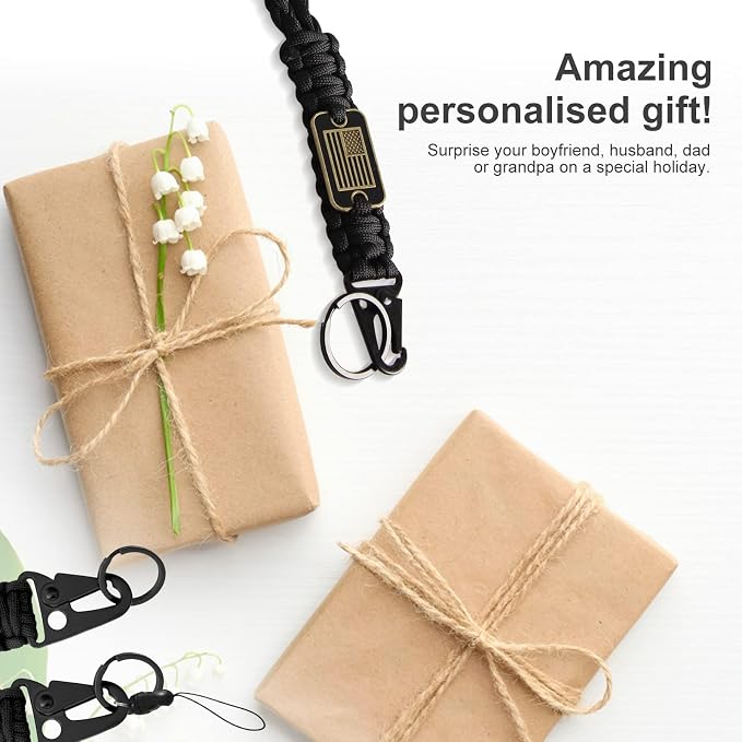 Paracord Key Lanyard for Men Black Neck Lanyard for Keys - Image 8