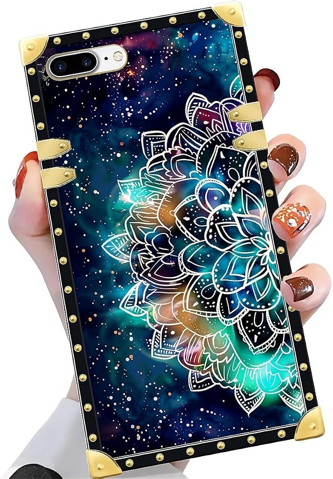 Compatible with iPhone 8 7 SE Case, Starry Sky Colourful Mandala Luxury Golden - Image 3
