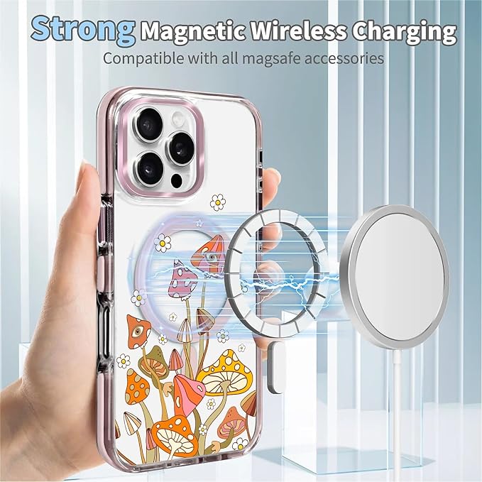 Case for iPhone 16 Pro Max, Retro Mushroom Sunflower Phone Case Design，for - Image 4