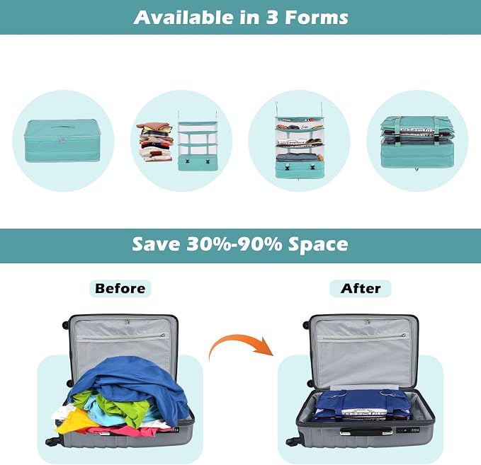 Surblue Hanging Closet Storage Bag Collapsible 3-Shelf Washable Oxford Fabric - Image 4