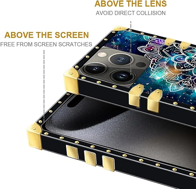 Compatible with iPhone 16 Pro Case, Starry Sky Colourful Mandala Luxury Golden - Image 6