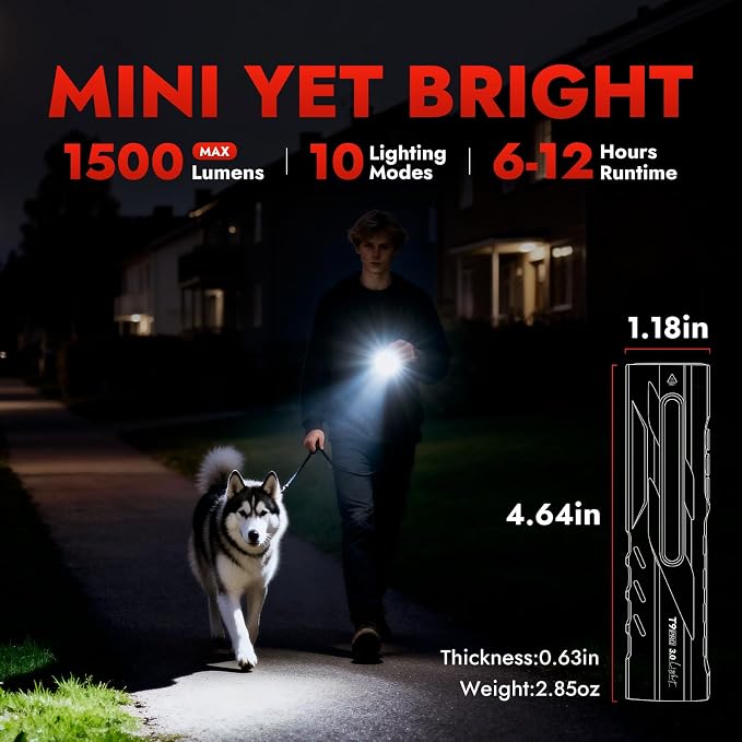 WARSUN Rechargeable EDC Flashlight – 1500 Lumen Compact LED Pocket Flashlight - Image 3
