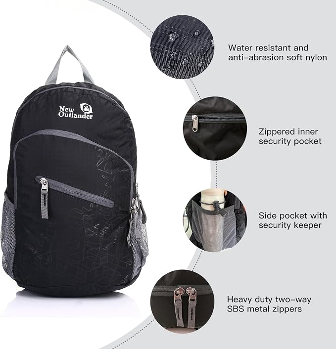 Outlander Packable Handy Lightweight Travel Hiking Backpack Daypack - Image 3