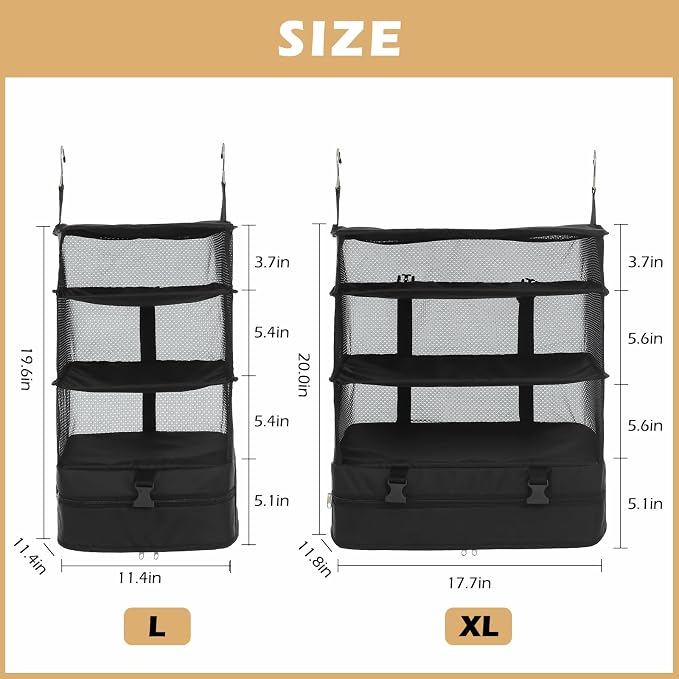 Surblue Hanging Closet Storage Bag Collapsible 3-Shelf Washable Oxford Fabric - Image 5