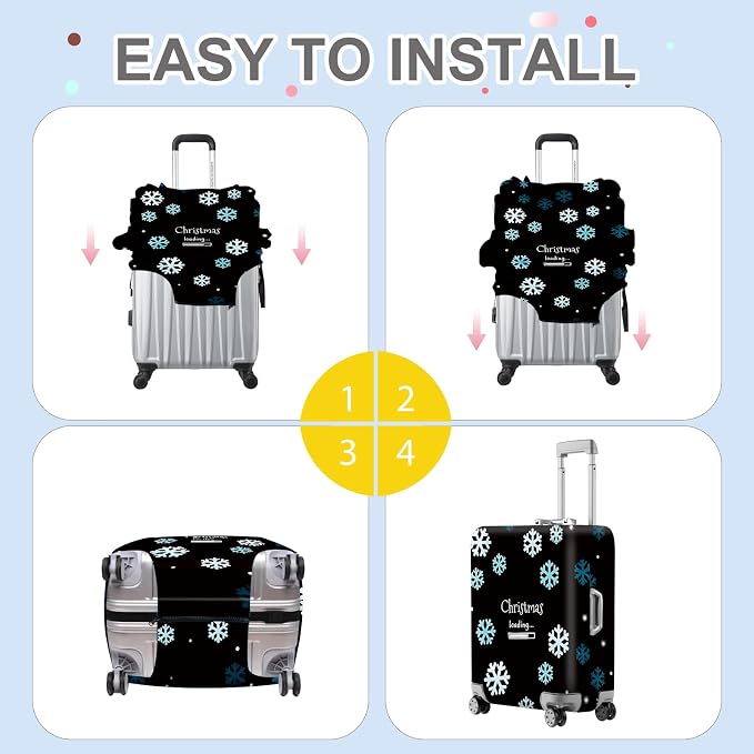 ANNA QUEEN Christmas Loading Luggage Cover, Funny Snowflake Design Suitcase - Image 6