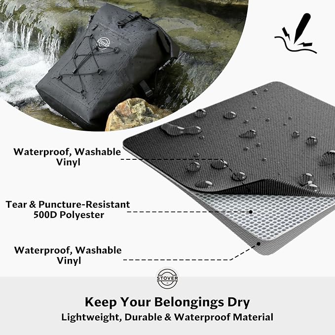 STOVER 5/10/25/30/40/55L Waterproof Dry Bag- Roll-Top Backpack w/Phone Case- - Image 2