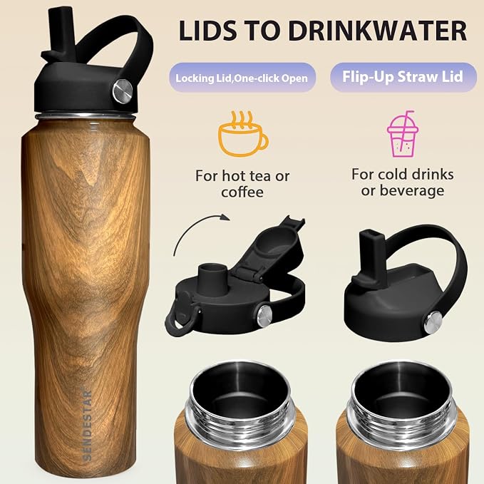 SENDESTAR 32oz Water Bottle Wide Mouth Stainless Steel Vacuum Insulated Double - Image 5
