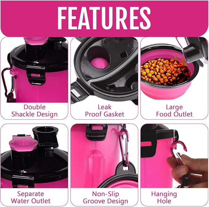 Dog Travel Water Bottle W/Collapsible Bowls - Image 2