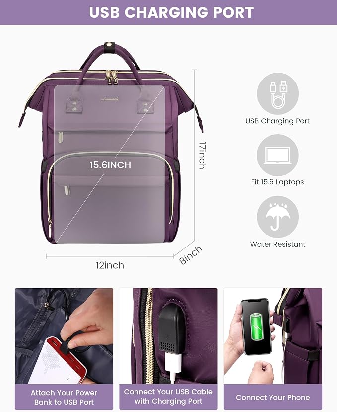 LOVEVOOK Laptop Backpack Women, 15.6 Inch Backpack - Image 6