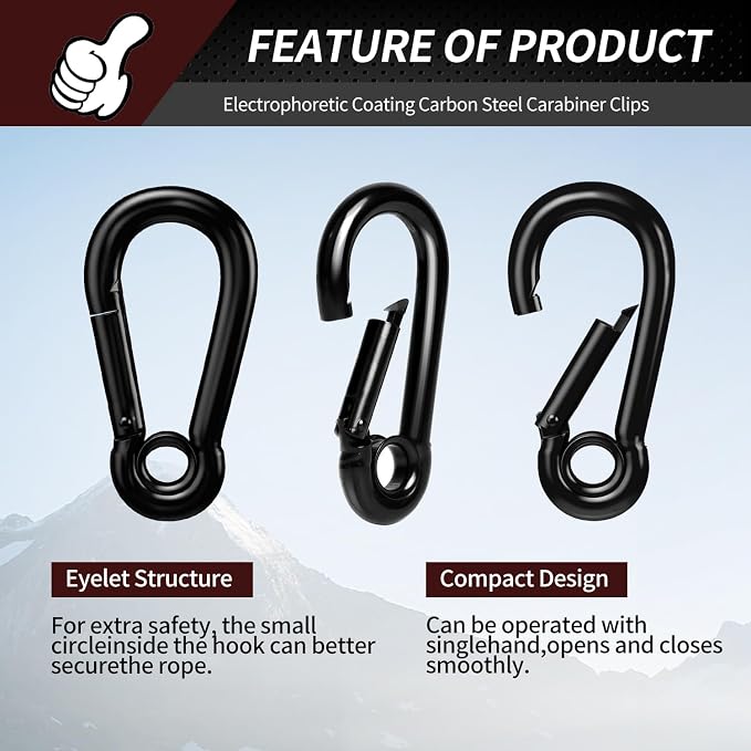 Spring Snap Hooks, Heavy Duty Rope Connector, Quick Link Carabiners Spring Snap - Image 4