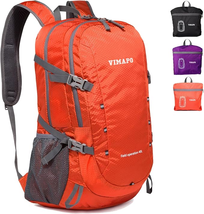 Lightweight Foldable Hiking Backpack 40L, Ripstop Nylon Packable Travel Daypack by Vimapo