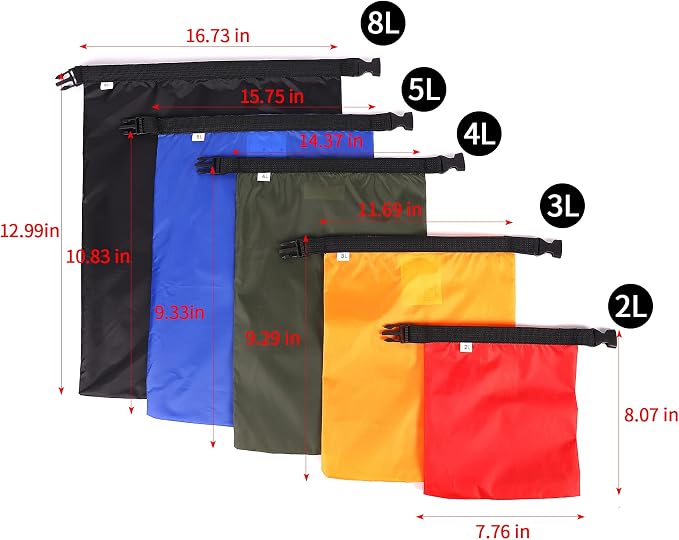 Dry Bags Waterproof Set, 5 Packs Ultralight Waterproof Bags Small Stuff Sack - Image 6