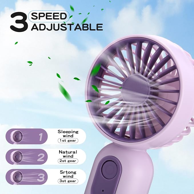 Rossesay 3 Pcs Mini Portable Fan Bulk Cute Handheld Lightweight Small Little - Image 3