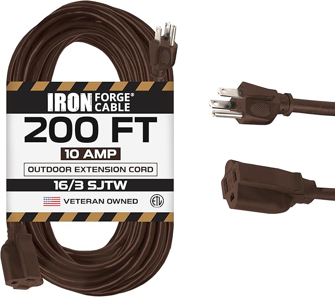 Iron Forge Cable Outdoor Brown Extension Cord 200 ft by IronForgeCable