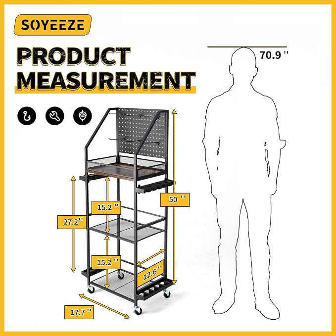SOYEEZE Fishing Rod Holders for Garage, 3-Tier Fishing Pole Rack - Image 6