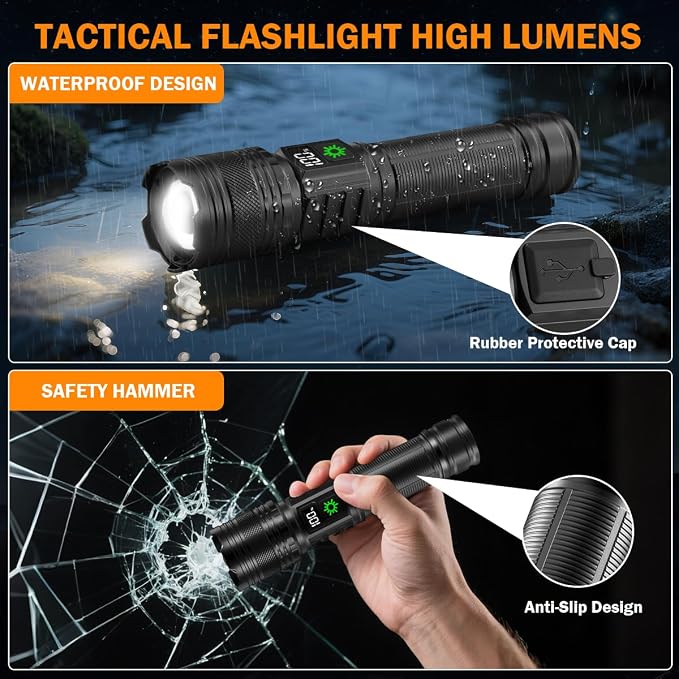 3Pack Rechargeable Flashlights High Lumens 9900FL, LED Flashlight Rechargeable - Image 6