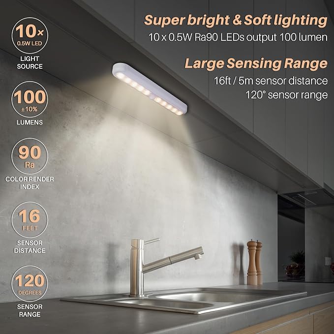 STAR-SPANGLED 11” Motion Sensor Lights Indoor AA Battery Operated, Stick on LED - Image 2