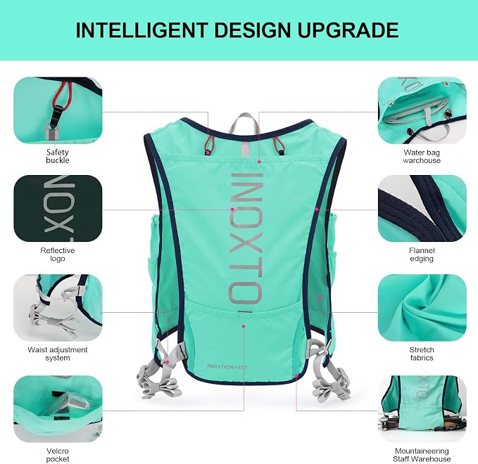 INOXTO Running Hydration Vest Backpack, Lightweight Insulated Pack - Image 2