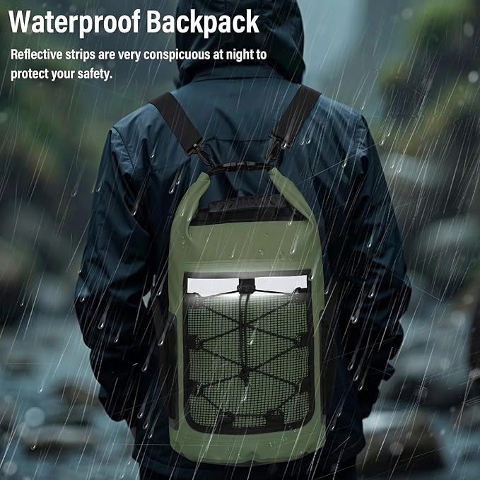 Pimoys Dry Bag, 25L Waterproof Backpack, Roll-Top Dry Bags Kayak, Outdoor - Image 6