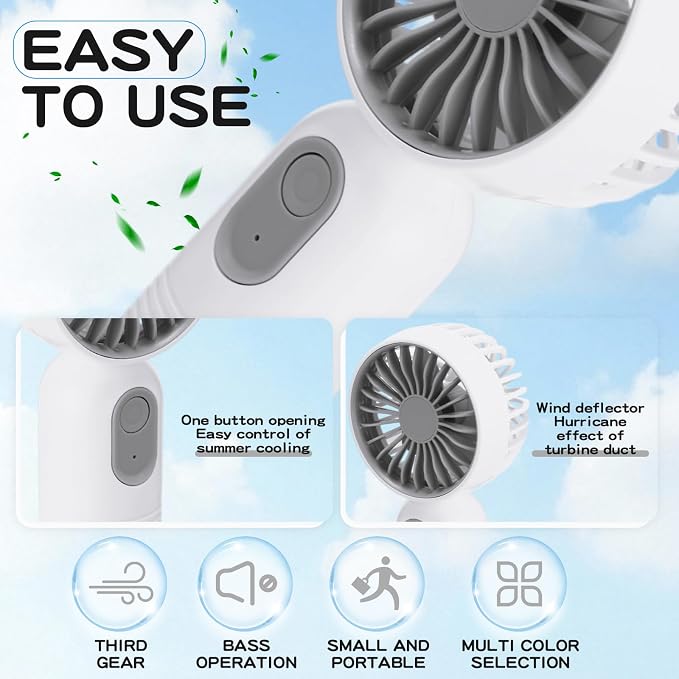 Rossesay 3 Pcs Mini Portable Fan Bulk Cute Handheld Lightweight Small Little - Image 2