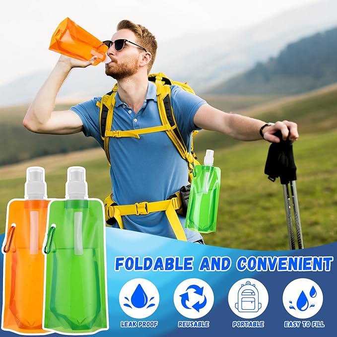 Teenyyou 24 Pack Collapsible Water Bottles Bulk 16oz Foldable Water Bottles - Image 4