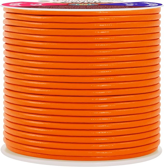 Mandala Crafts Round Genuine Orange Leather Cord - Image 2