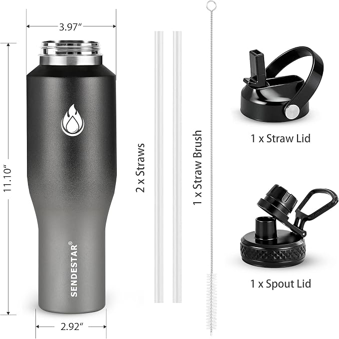 SENDESTAR 40oz Stainless Steel Water Bottle, Double Wall Vacuum Insulated Bottle - Image 6