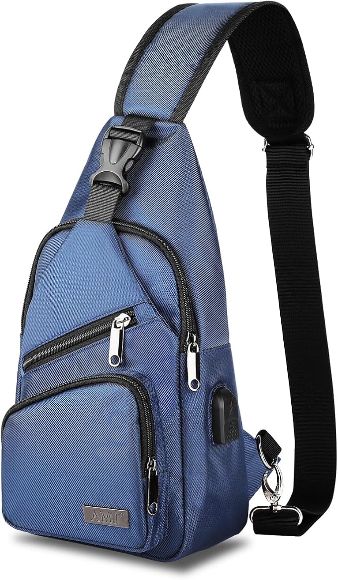 AMJ Crossbody Sling Bag Men Women, Casual Shoulder Backpack, Chest Daypack by AMJ
